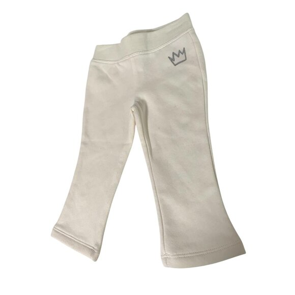 Okie Dokie Girls Infant Baby Size 9 months off white Pull On Flared Pants Silver - Picture 1 of 4